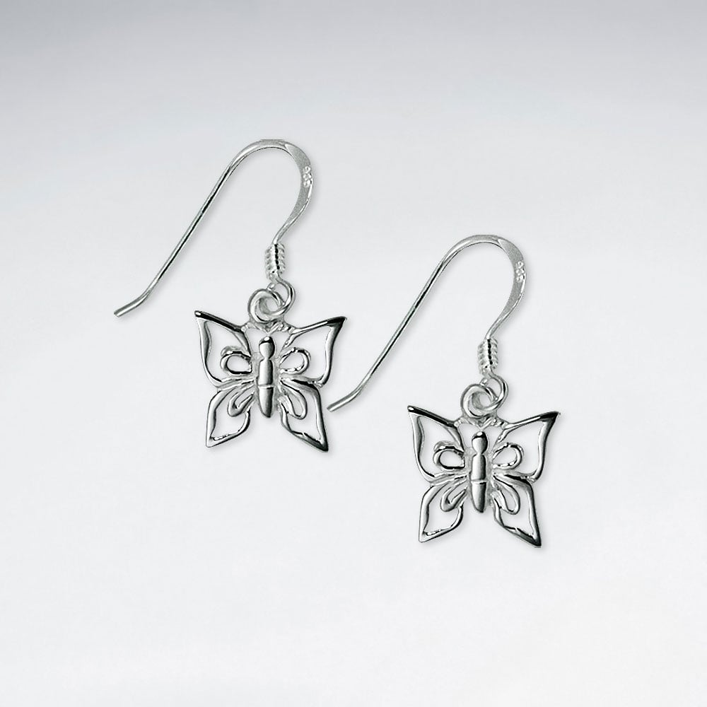 924 Silver Minimal Openwork Butterfly Earrings