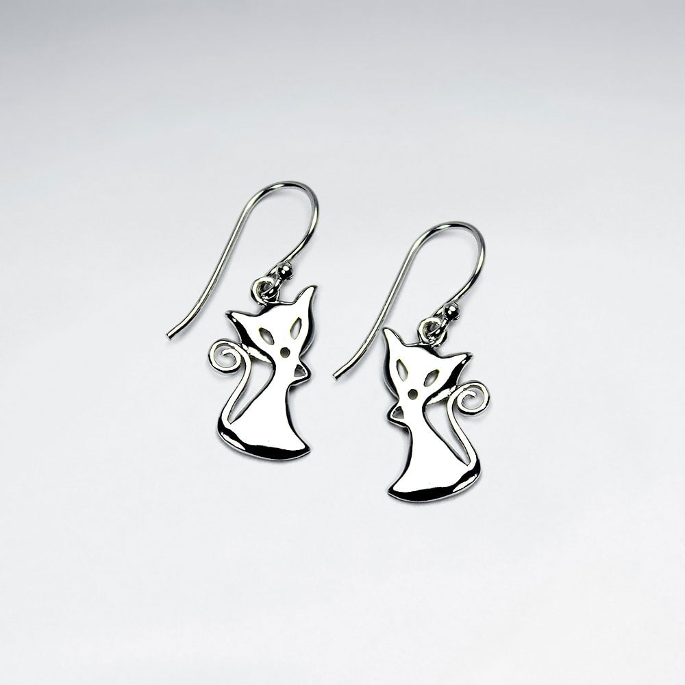 Sterling Silver Feline Grace Dangle Earrings