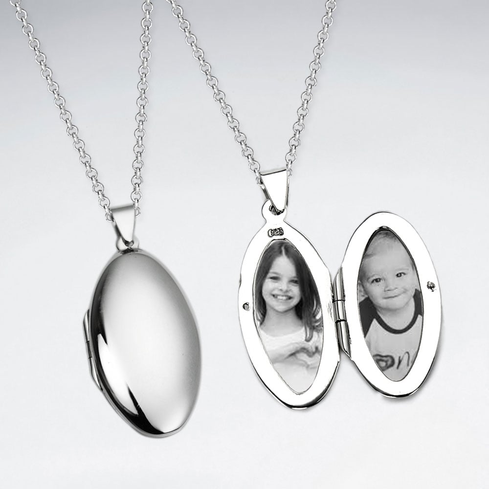 Sterling Silver Oval Locket Pendant