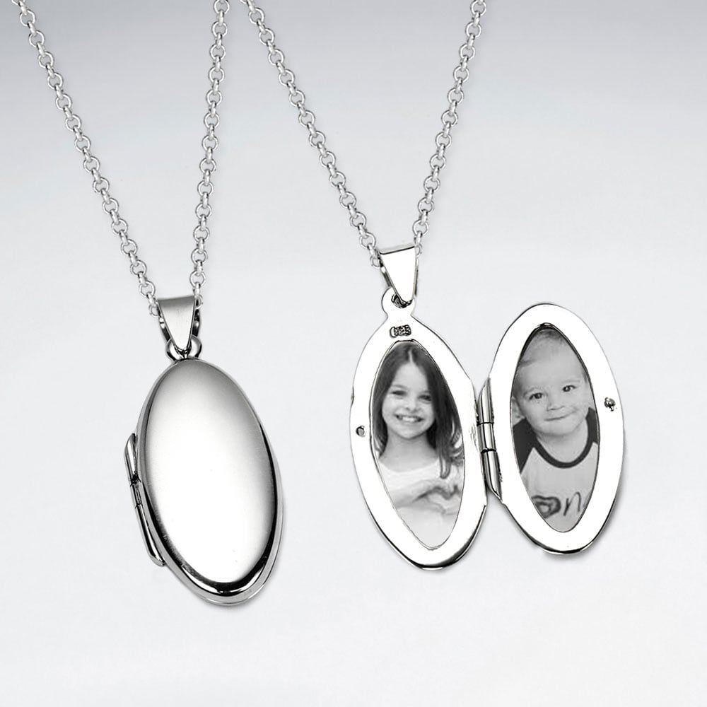 925 Sterling Silver Oval Locket Pendant
