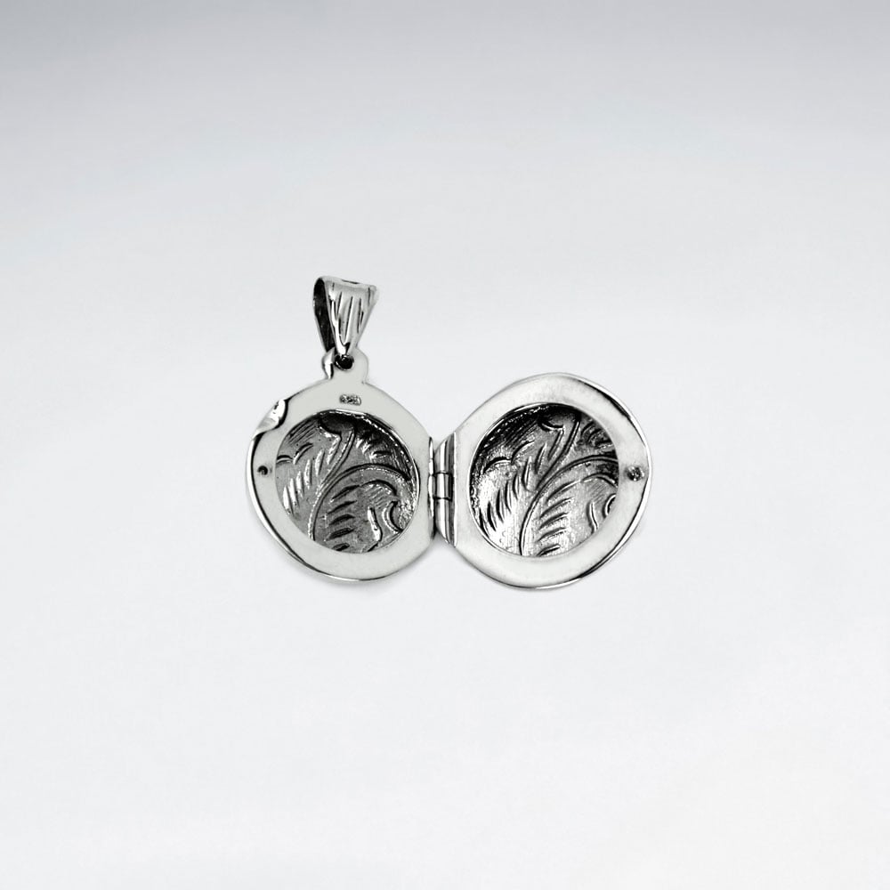 Sterling Silver Engraved Picture Locket Pendant