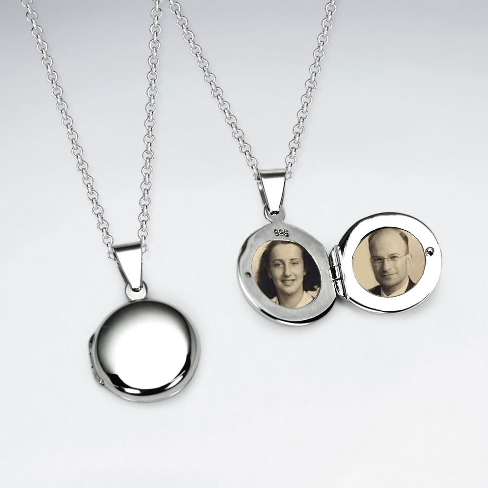 Sterling Silver Round Picture Locket Pendant