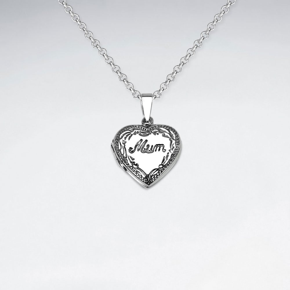 Sterling Silver "Mom" Heart Locket Pendant