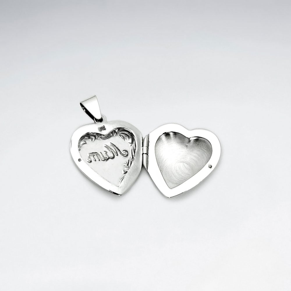 Sterling Silver "Mom" Heart Locket Pendant