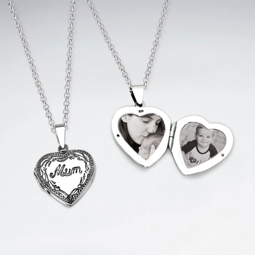 Sterling Silver "Mom" Heart Locket Pendant