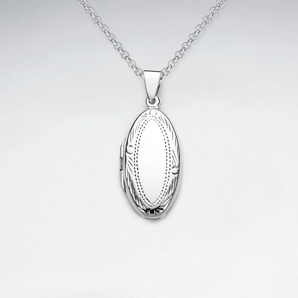Pendant Long Oval Sterling Silver Locket