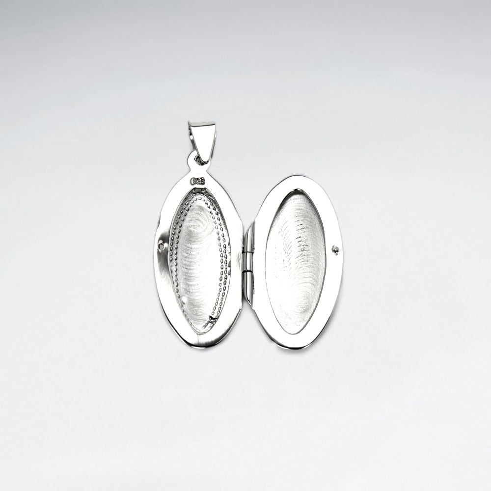 Pendant Long Oval Sterling Silver Locket