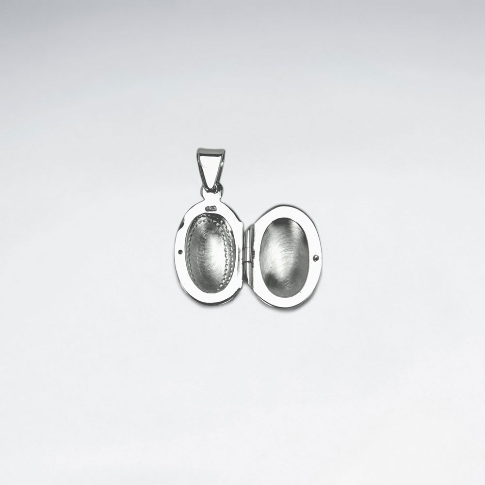 Pendant Sterling Silver Engraved Oval Photo Locket
