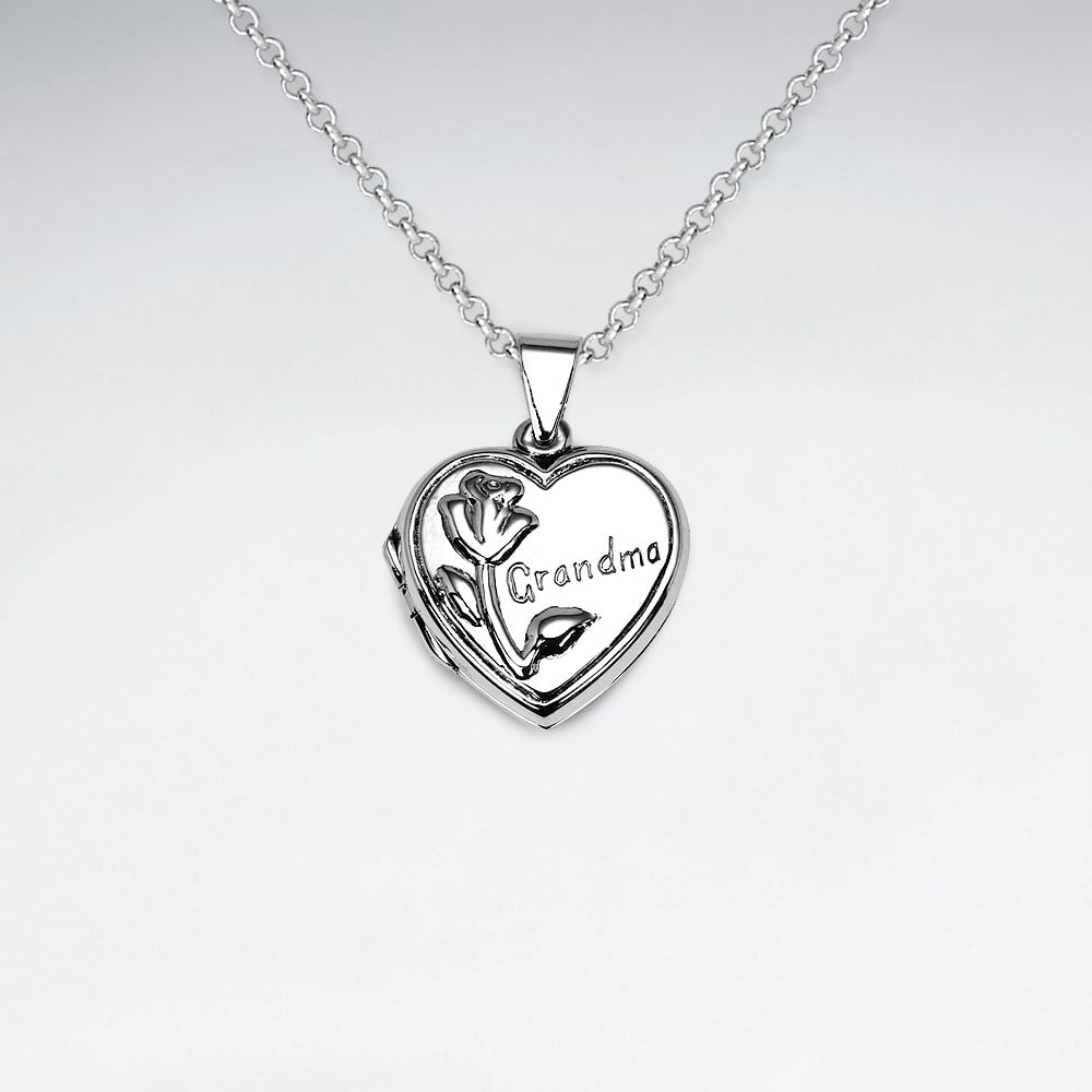 Pendant Oxidized Silver "Grandma" Heart Locket