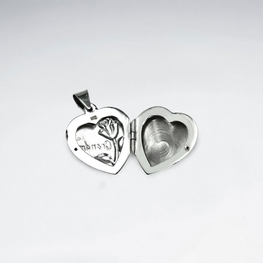 Pendant Oxidized Silver "Grandma" Heart Locket