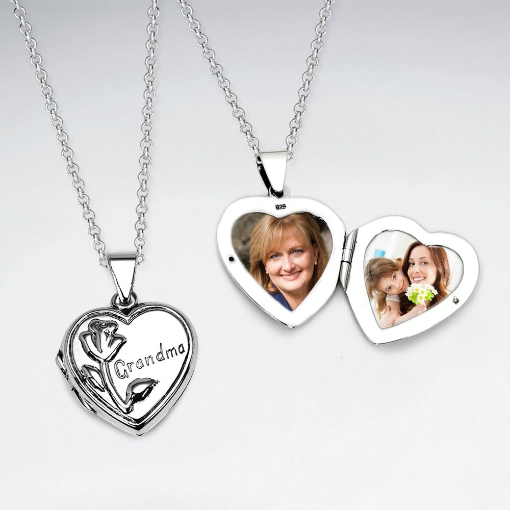 Pendant Oxidized Silver "Grandma" Heart Locket