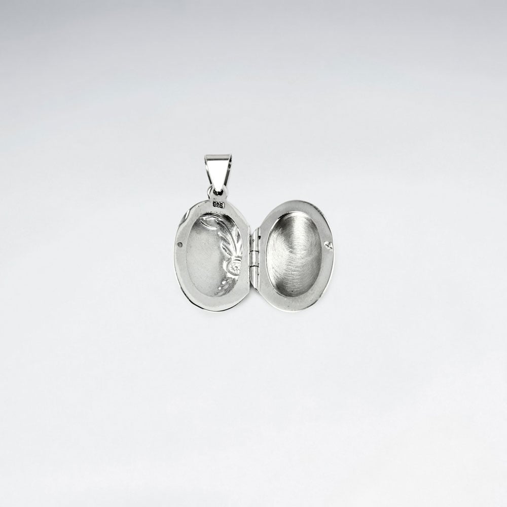 Oxidized Oval Engraved Accents Locket Pendant