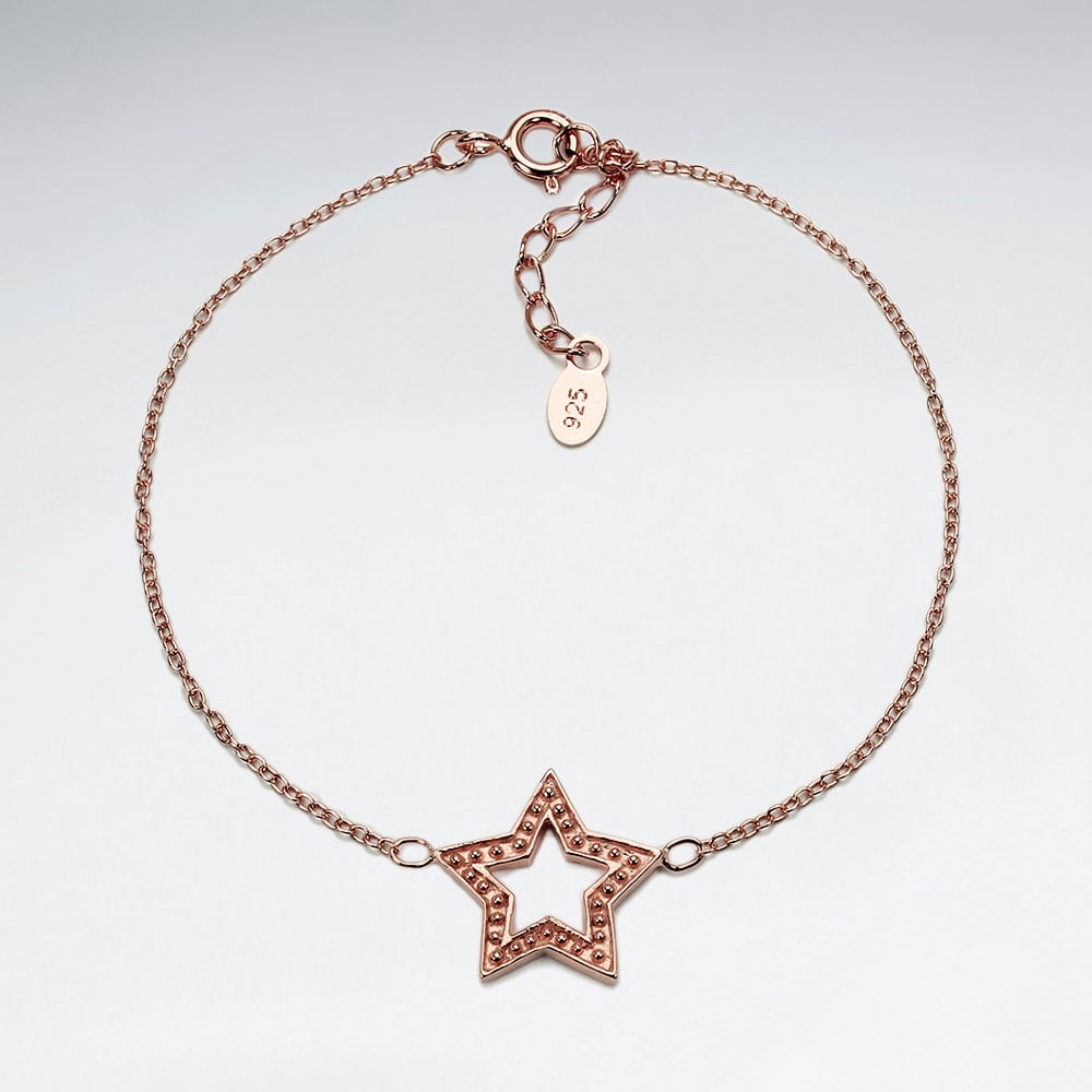 925 Silver Openwork Star Charm Bracelet