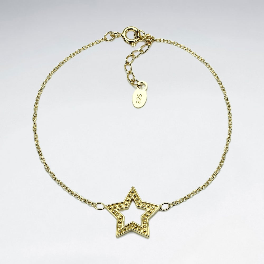 925 Silver Openwork Star Charm Bracelet