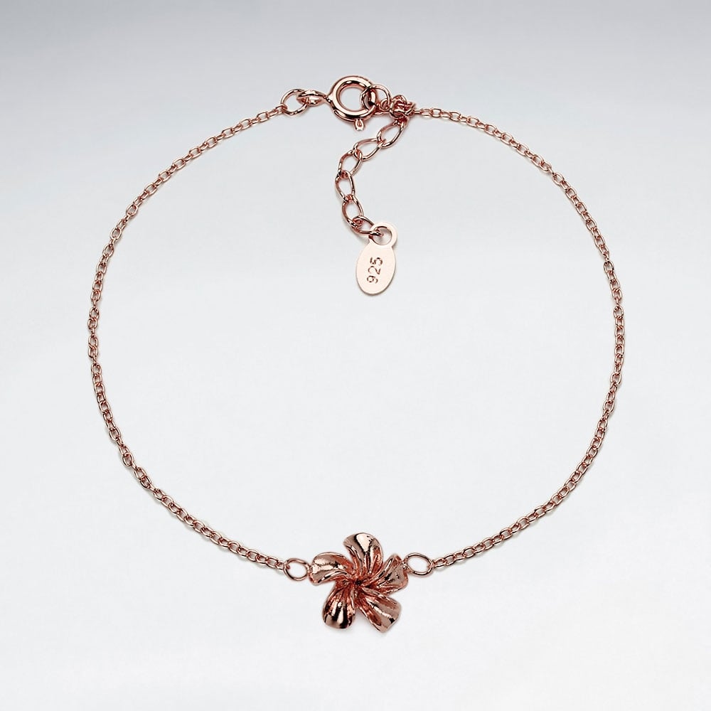 925 Silver Hawaiian Swirl Flower  Bracelet