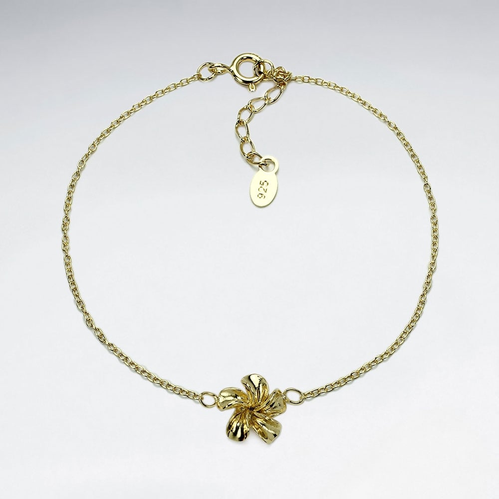 925 Silver Hawaiian Swirl Flower  Bracelet