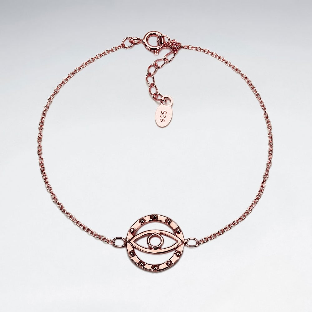 Sterling Silver Evil Eye Adjustable Chain Bracelet