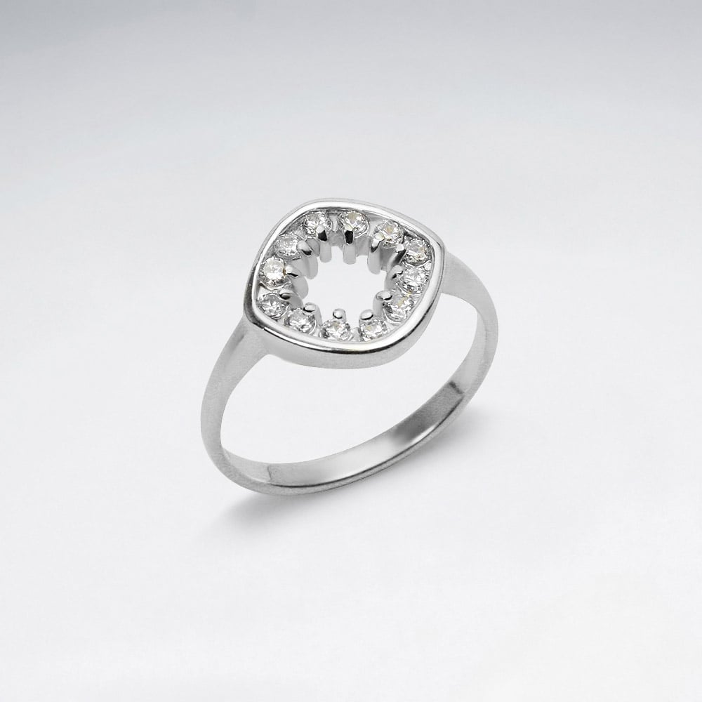 Cubic Zirconia Sterling Silver Open Style Ring