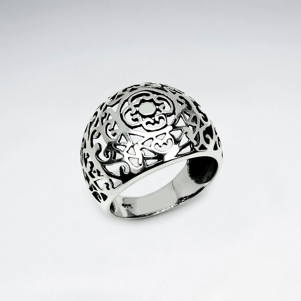 Oxidized Silver Filigree Dome Ring