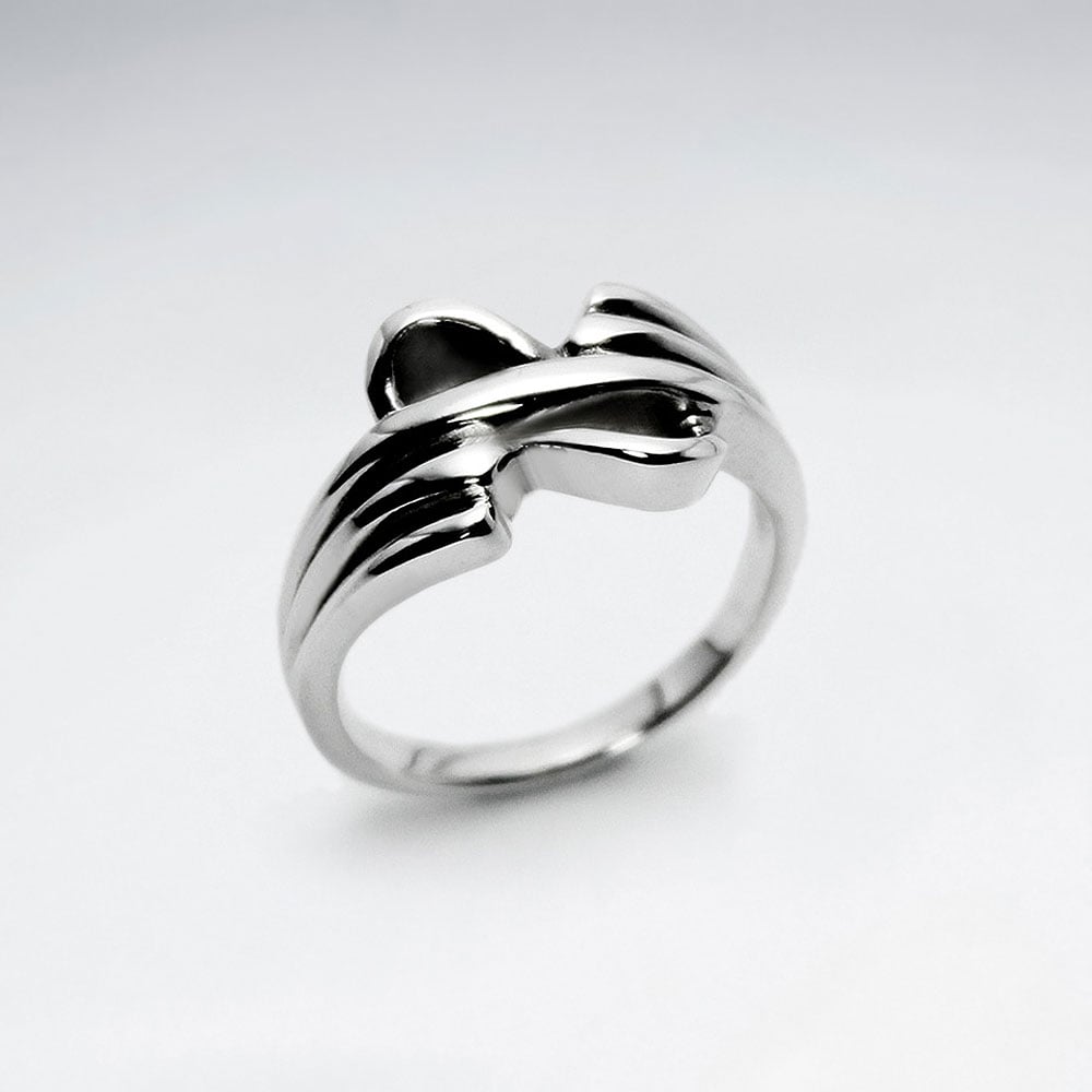 Sterling Silver Crisscross Lined Ring