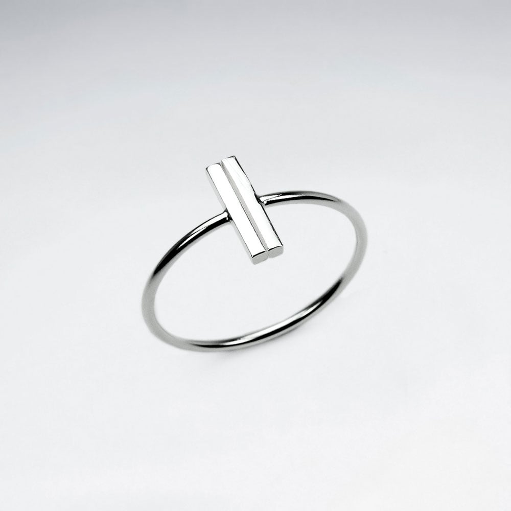 .925 Silver Vertical Bar Ring
