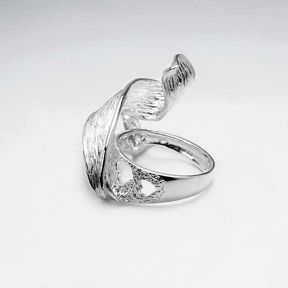 Elegant Swirls CZ & Sterling Silver Cocktail Ring