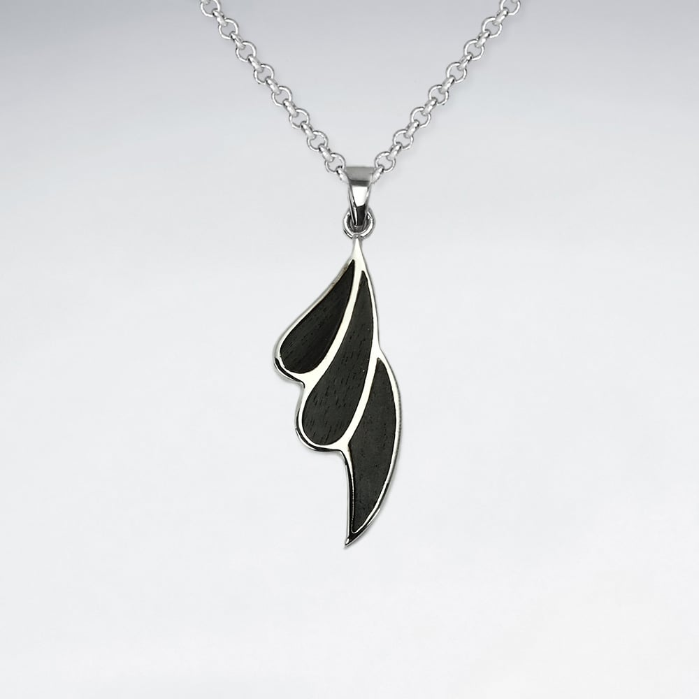 Sterling Silver Tear Cascade Wood Pendant