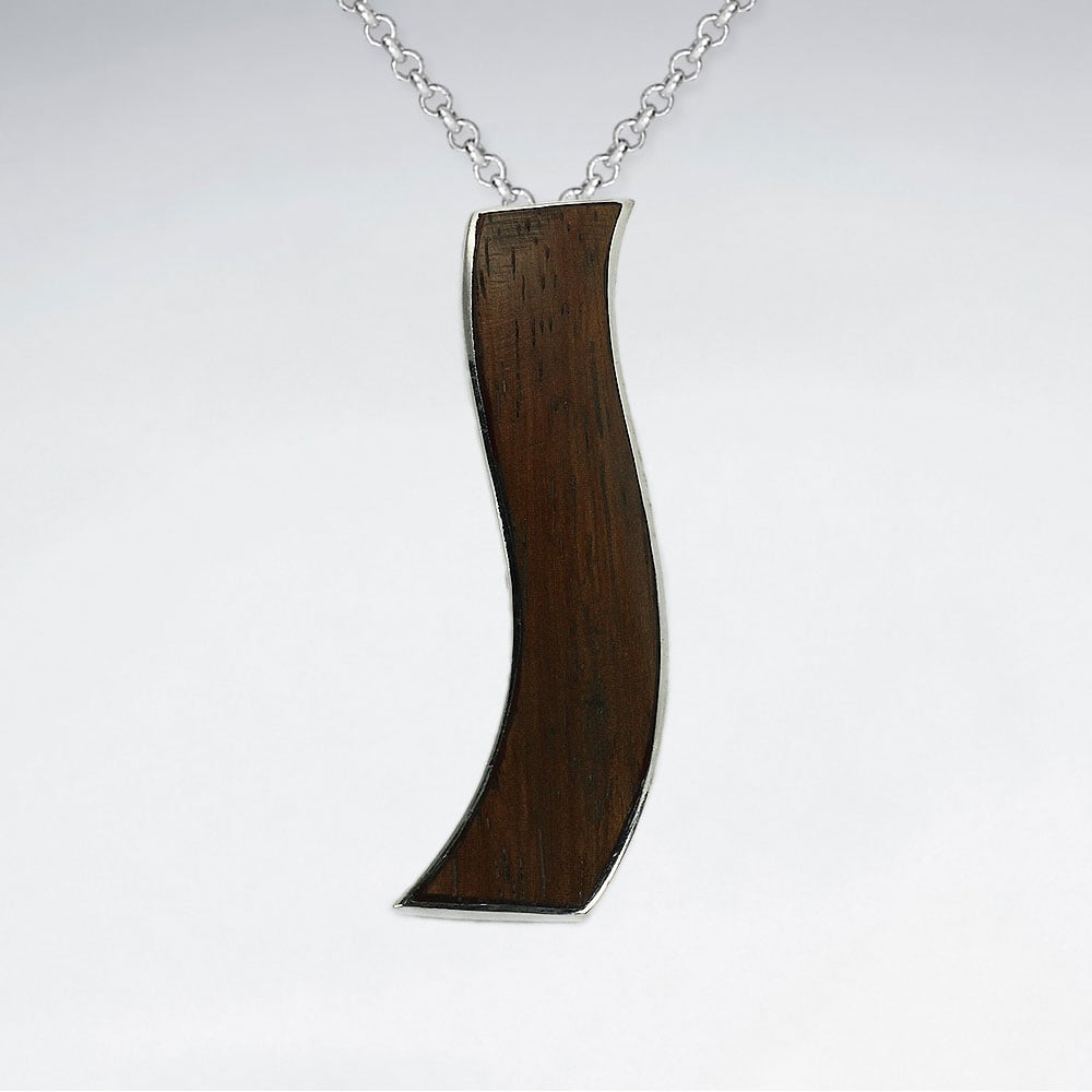 925 Silver Wavy Wood Pendant