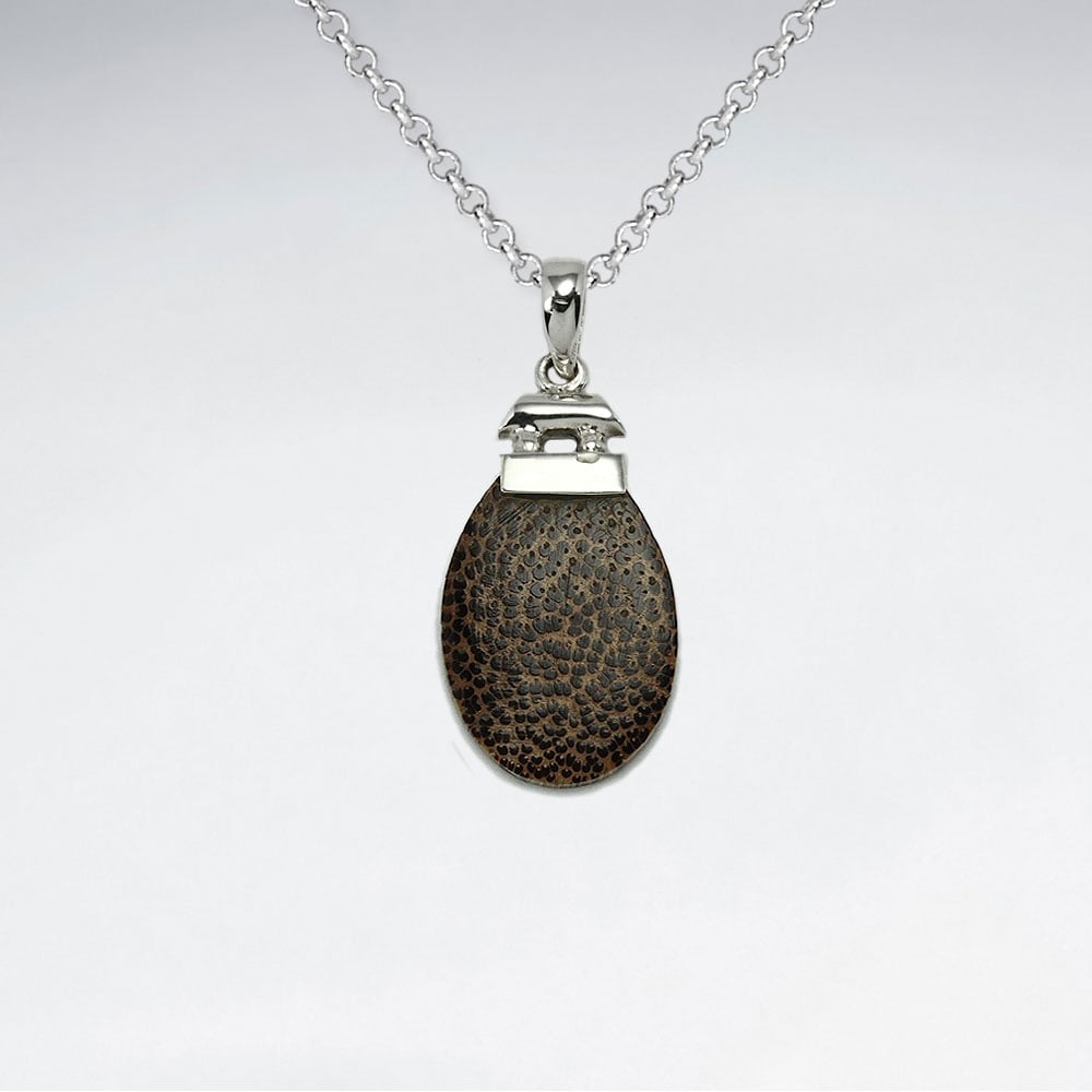 925 Silver Oval Wood Pendant