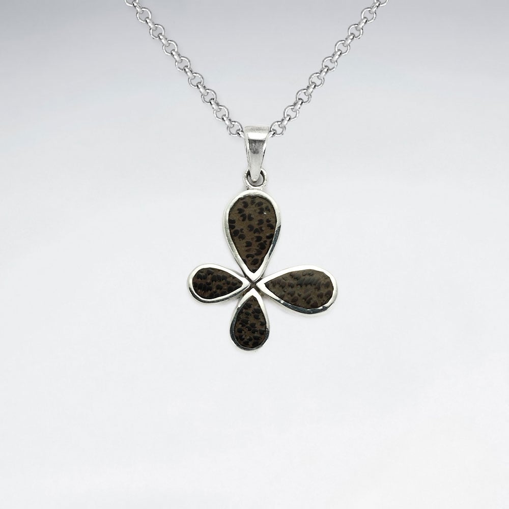 925 Silver Floral Wood Pendant