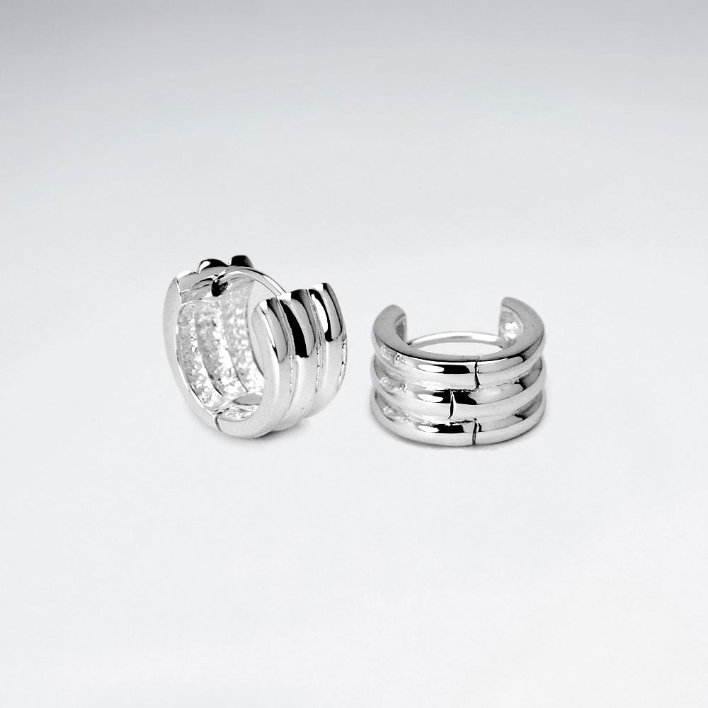 Posh Thick Huggie Hoop Earrings in Sterling Silver
