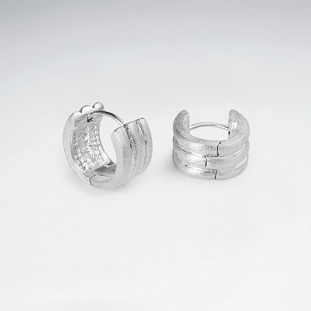 Posh Thick Huggie Hoop Earrings in Sterling Silver