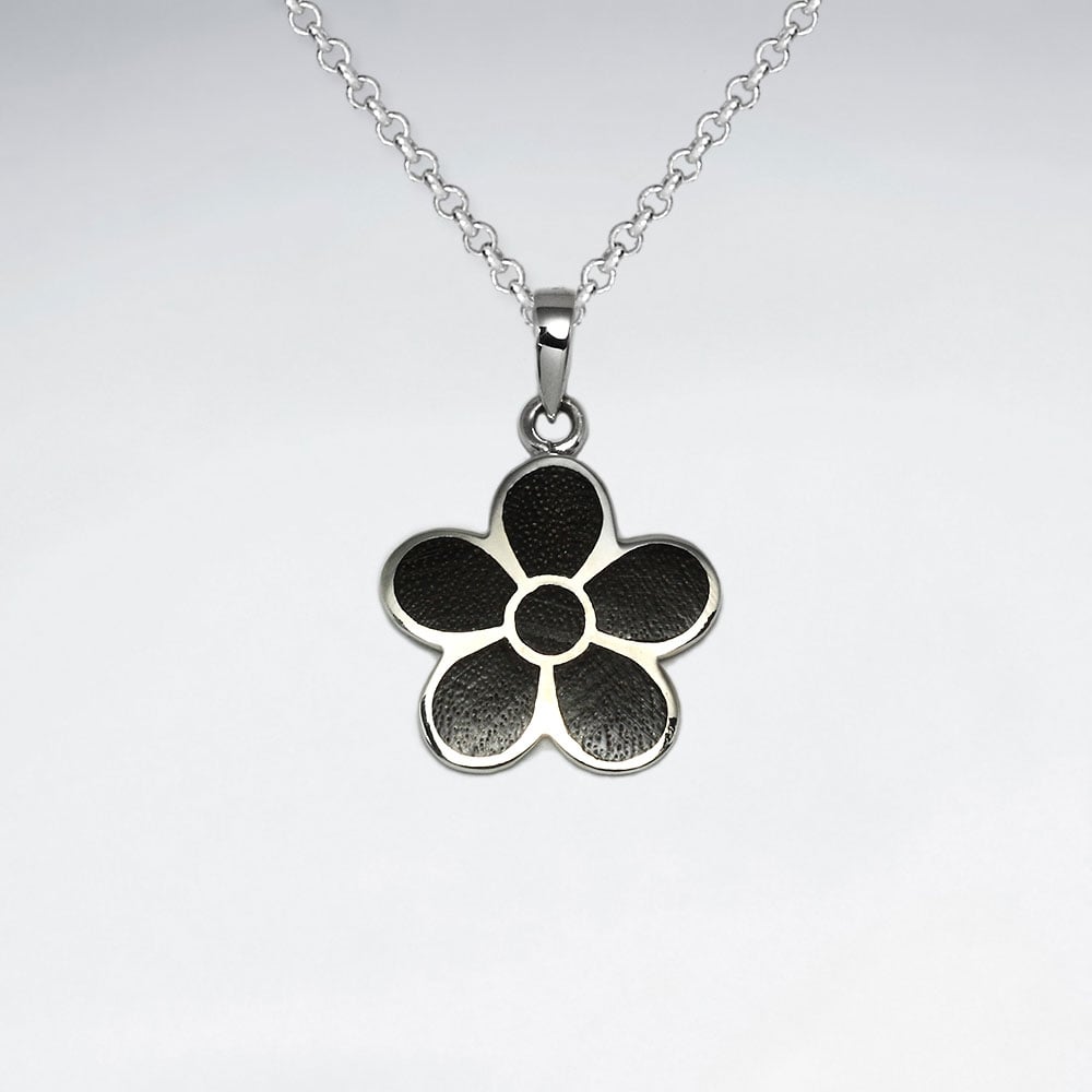 Flower Natural Wood Silver Pendant