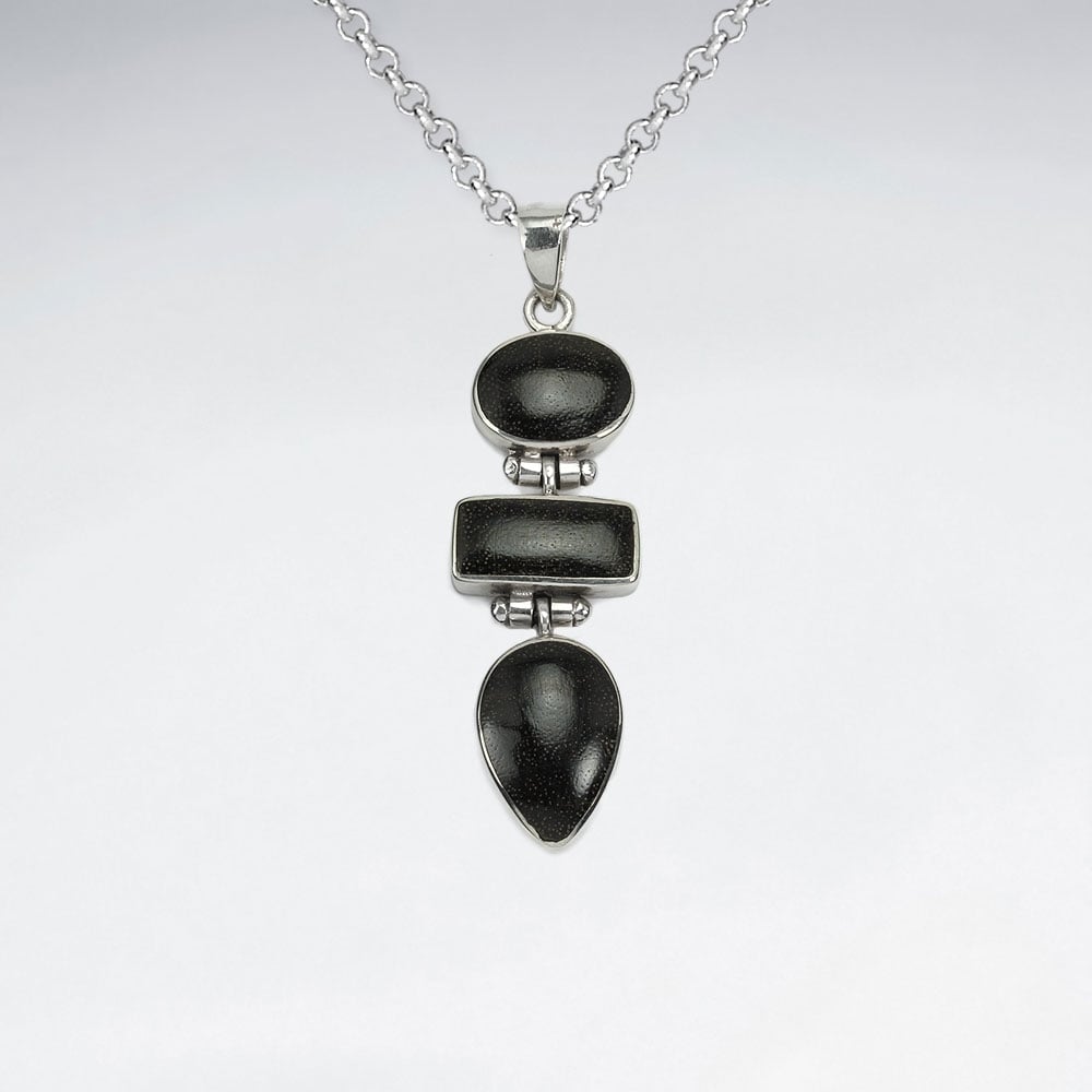 Natural Wood Silver Pendant