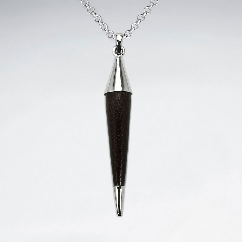 Natural Wood Silver Pendant