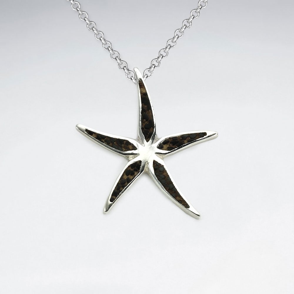 Star Natural Wood Silver Pendant
