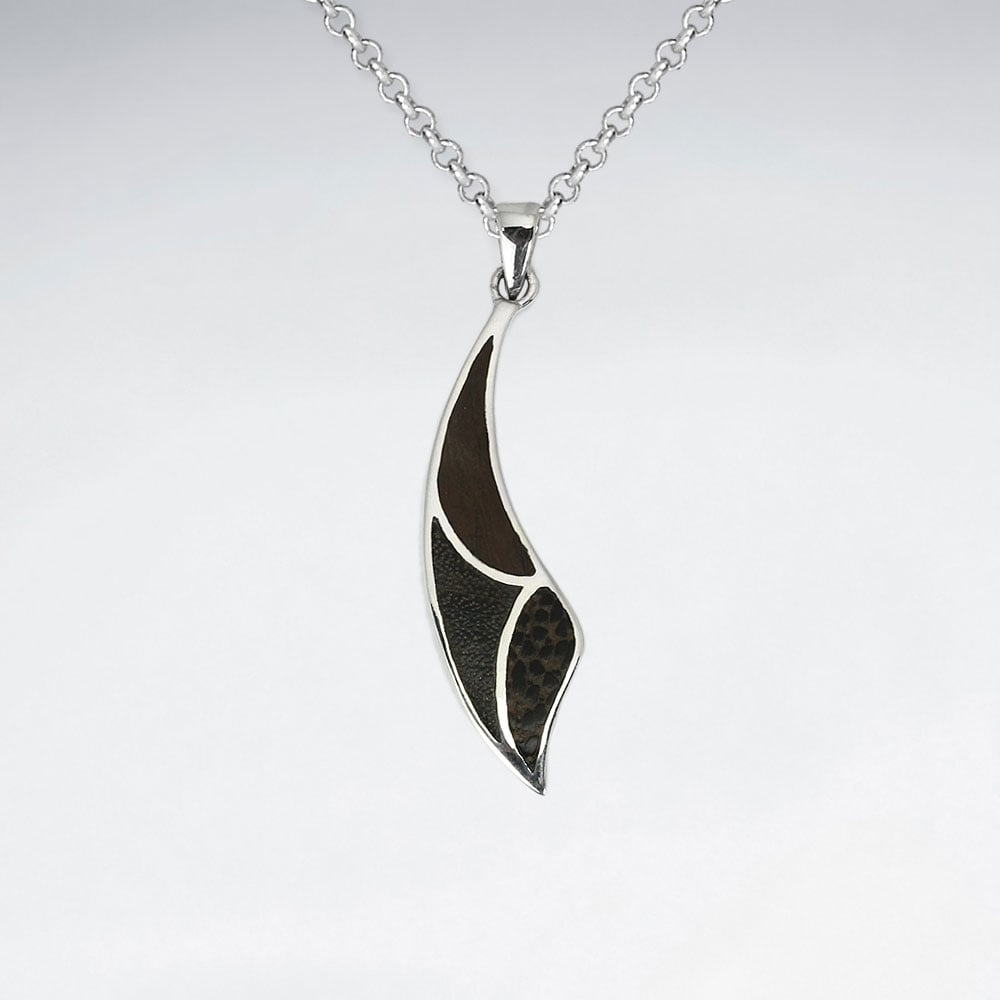 Natural Wood Silver Pendant