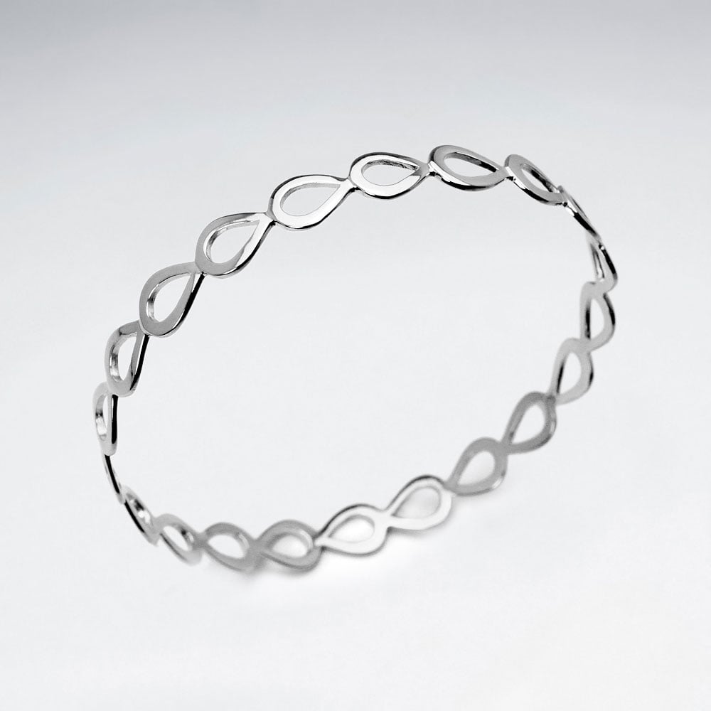 Sterling Silver Openwork Teardrops Wrap Bangle Bracelet