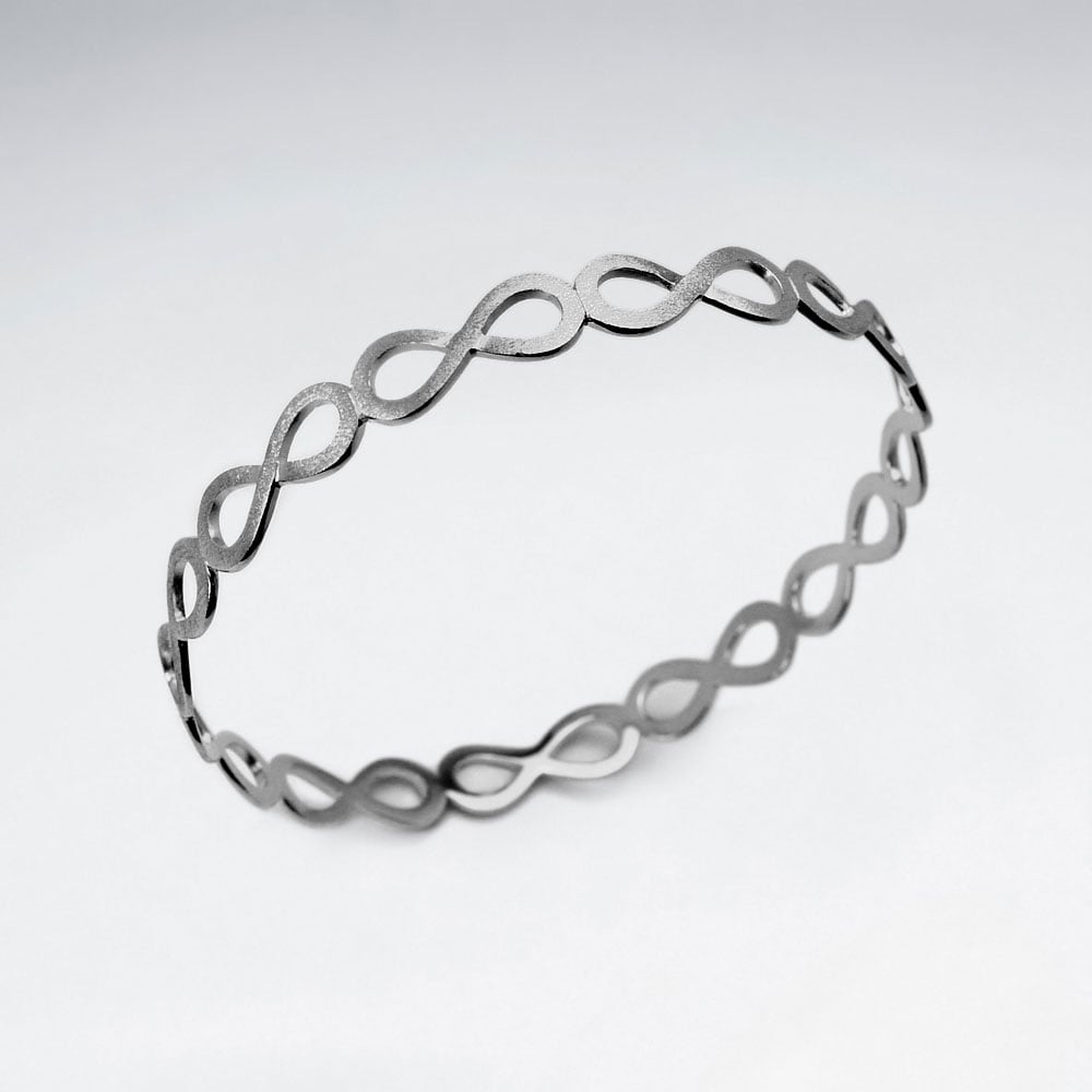 Sterling Silver Openwork Infinity Wrap Bangle Bracelet