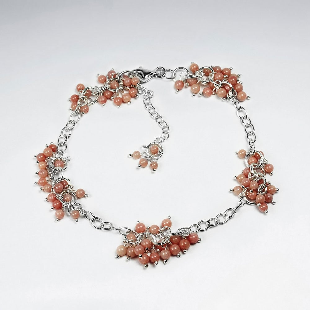 Sterling Silver With Pink Coral Bracelet