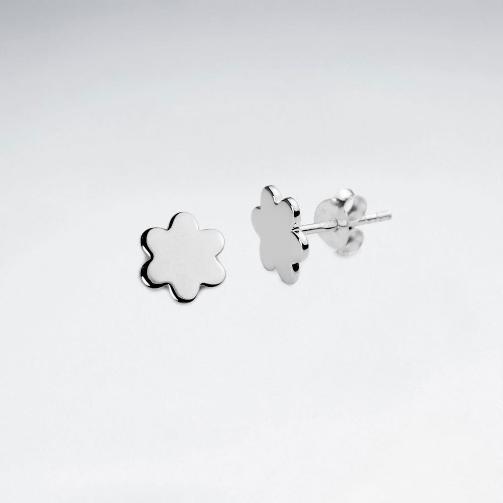 Stylish Floral Silhouette Sterling Silver Stud Earrings