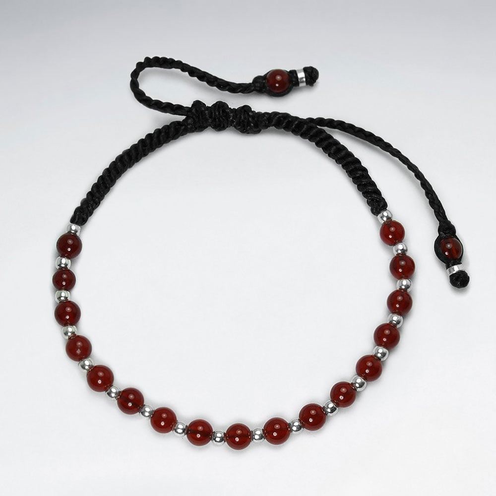 Waxed Cotton With Carnelian Bracelet