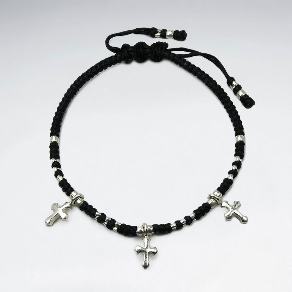 Waxed Cotton Cross Bracelet