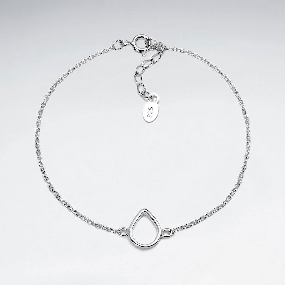 Sterling Silver Openwork Teardrop Bracelet