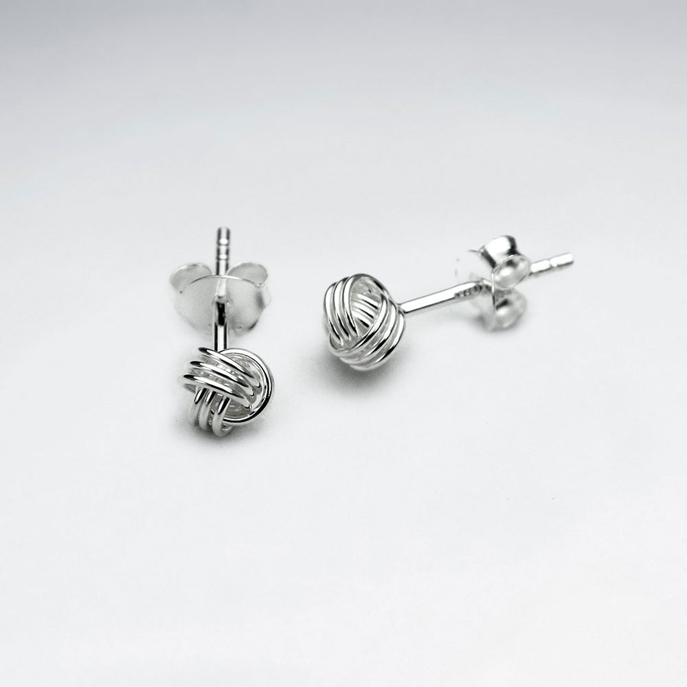 Sterling Silver Oxidized Knot Stud Earrings