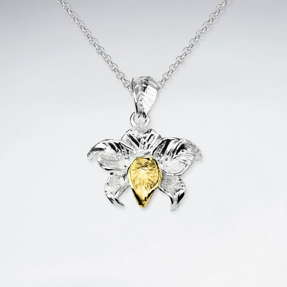 Polished Silver Floral Inspired Pendant