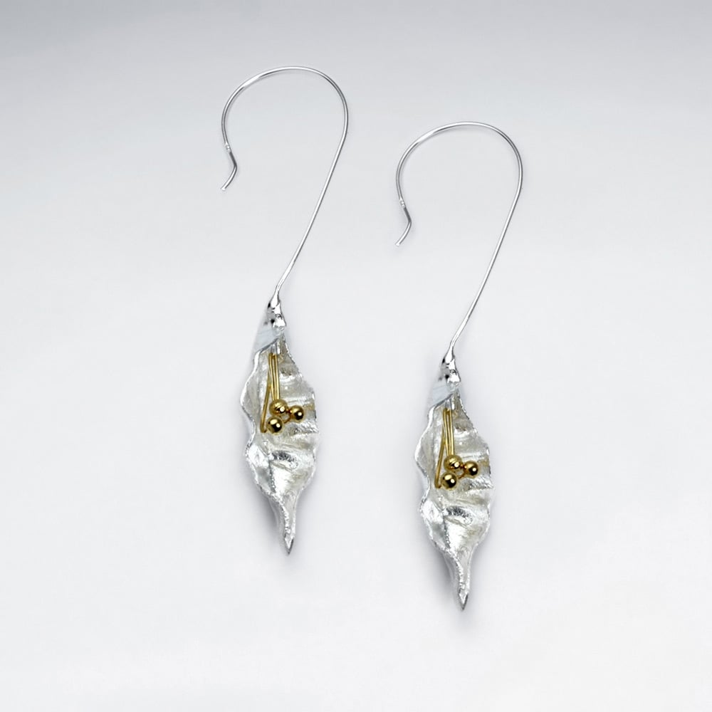Silver Upscale Glamorous Dangle Flower Design Drop Hook Earrings