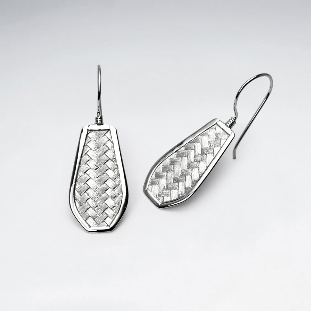 Classic Silver Cobblestone Textured Drop Hook Earrings