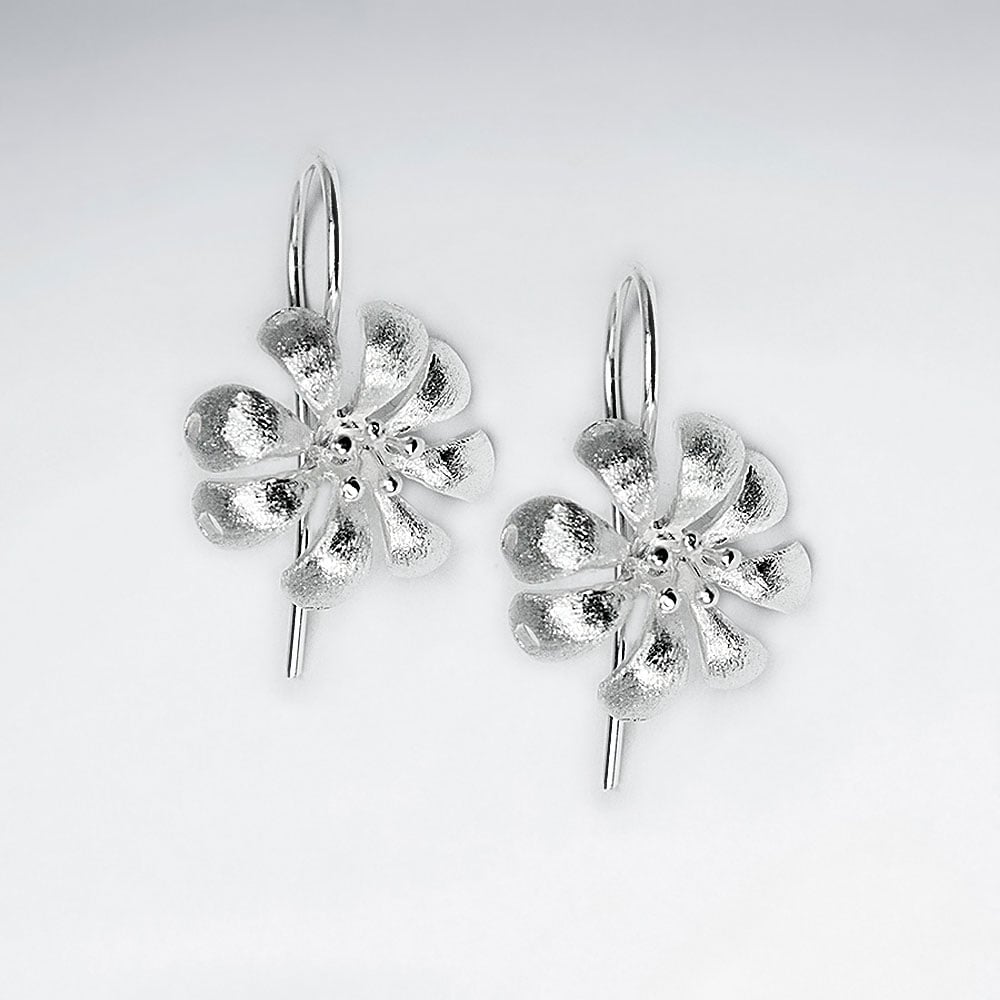 Flower in Blossom Sterling Silver Drop Earrings