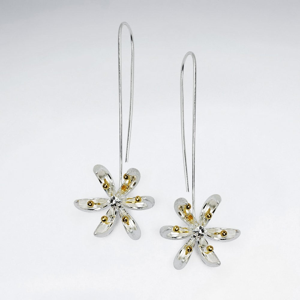Sterling Silver Pretty Florals Drop Earrings